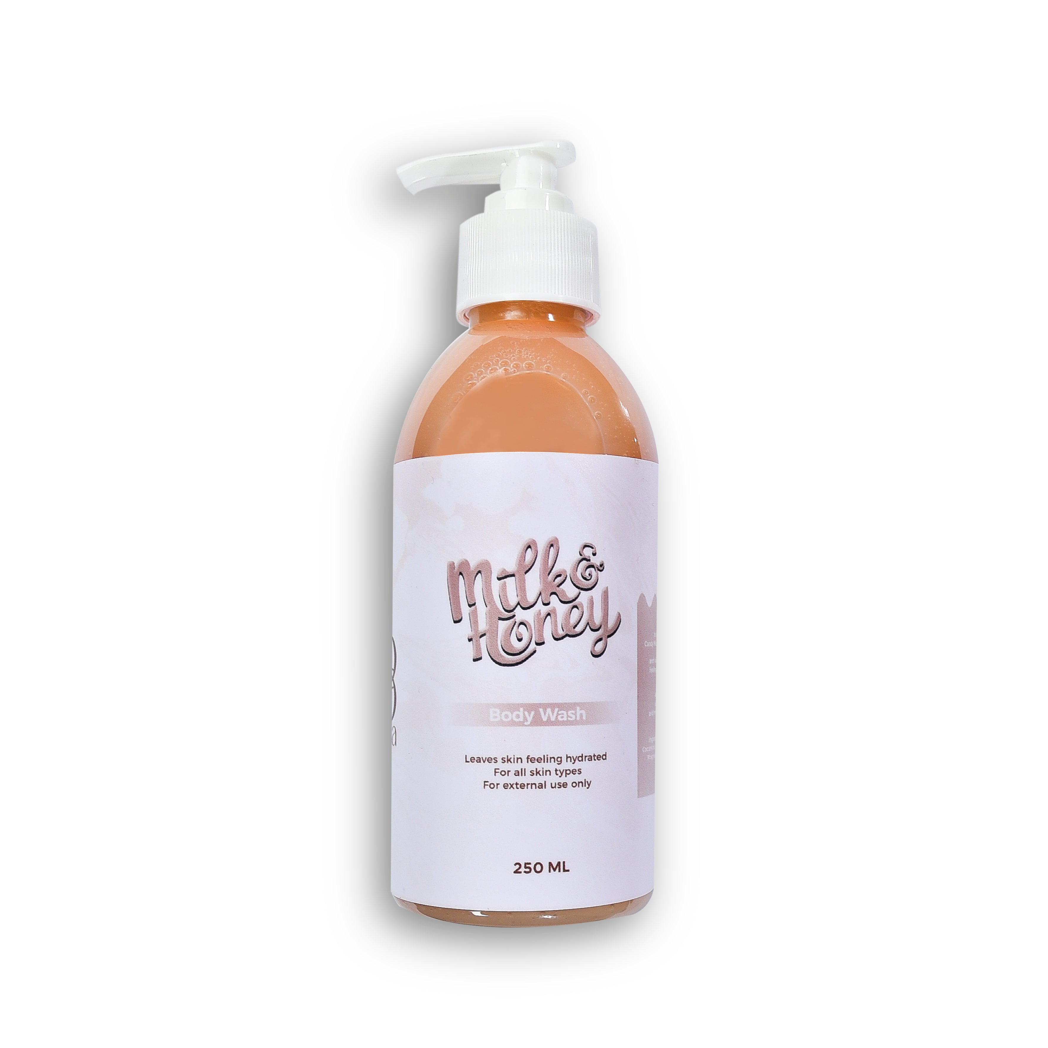 Milk and Honey Body Wash by Elena Cosmetics – nourishing cleanser with a soothing, creamy scent.